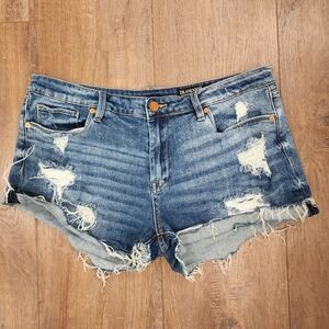 BlankNYC The Fulton Roll Us Short Denim Shorts Distressed Raw Hem Casual size 31